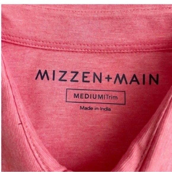 Mizzen+Main Wilson Golf Polo Shirt Red Heather Men’s Size Medium New Trim Fit - Picture 5 of 10